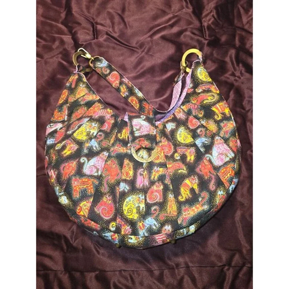 Hobo Bag with colorful cat print